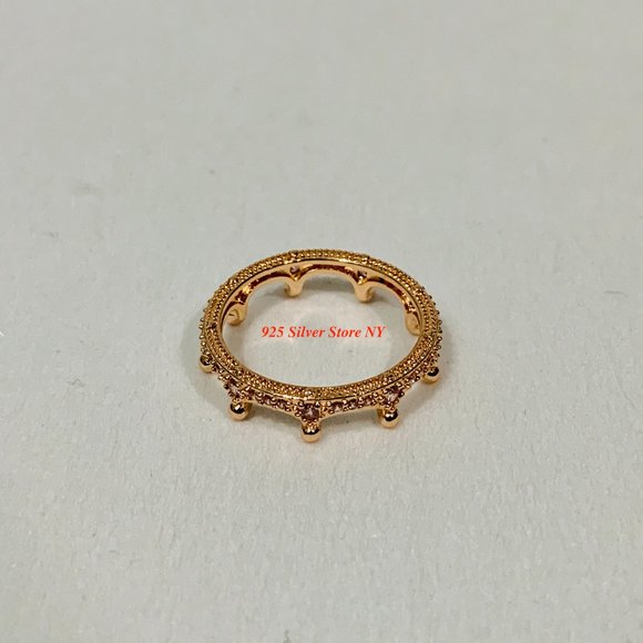 Pandora Rose Gold Pink Sparkling Crown Ring 187087CZ - Picture 8 of 9